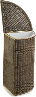 The Basket Lady Corner Wicker Laundry Hamper, 15 in L x 15 in W x 26 in H, Antique Walnut Brown