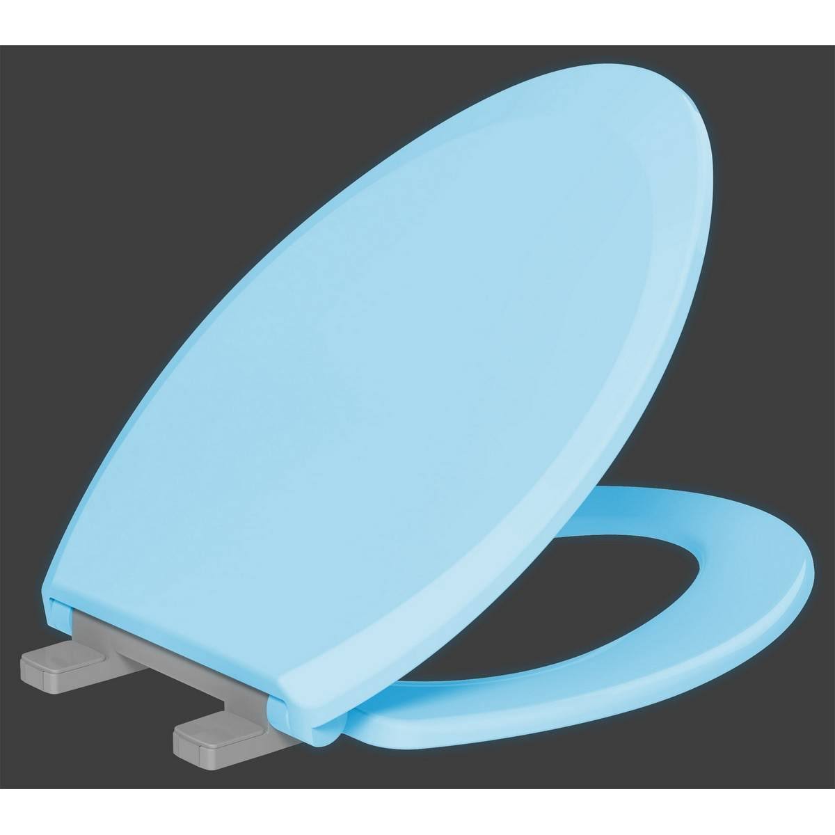 Night Glow Soft Elongated Closed Front Toilet Seat Blue - evekare