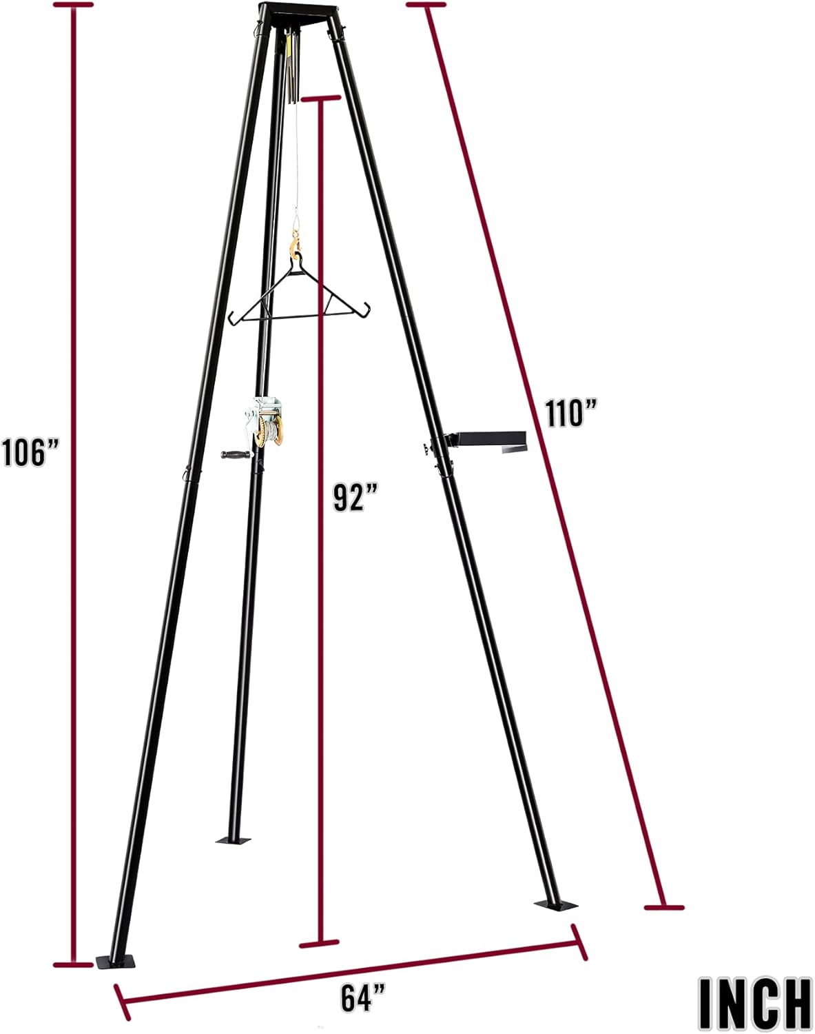 YIELDEDLAND 500lb Capacity Tripod Game Hoist Deer Hanger and Complete Hoist Kit with Gambrel and Manual Winch for Hunting Season Game up to 500 Pound