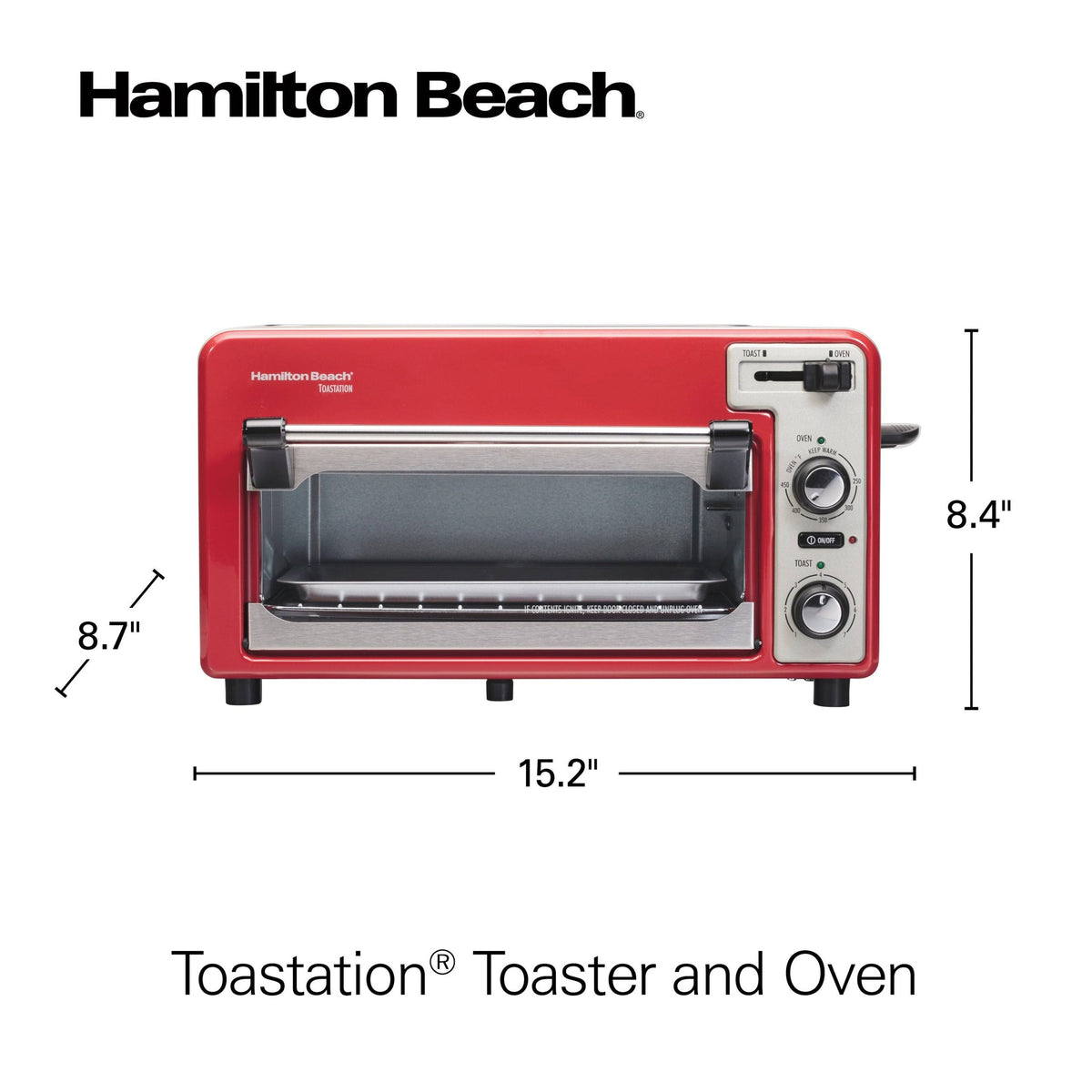 Hamilton Beach - Toastation 2-Slice Countertop Toaster and Toaster Oven - Red 22724