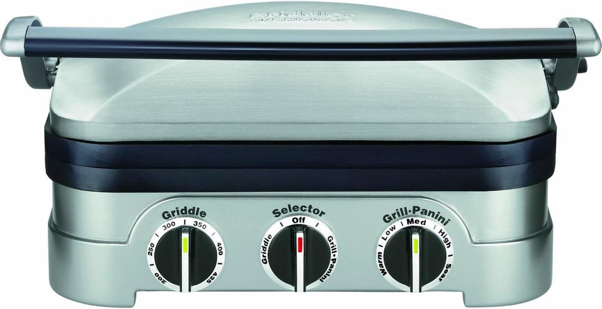 Cuisinart 5-in-1 Grill Griddler Panini Maker Bundle with Waffle Attachment (GR-4N) - Includes Grill and Waffle Plates