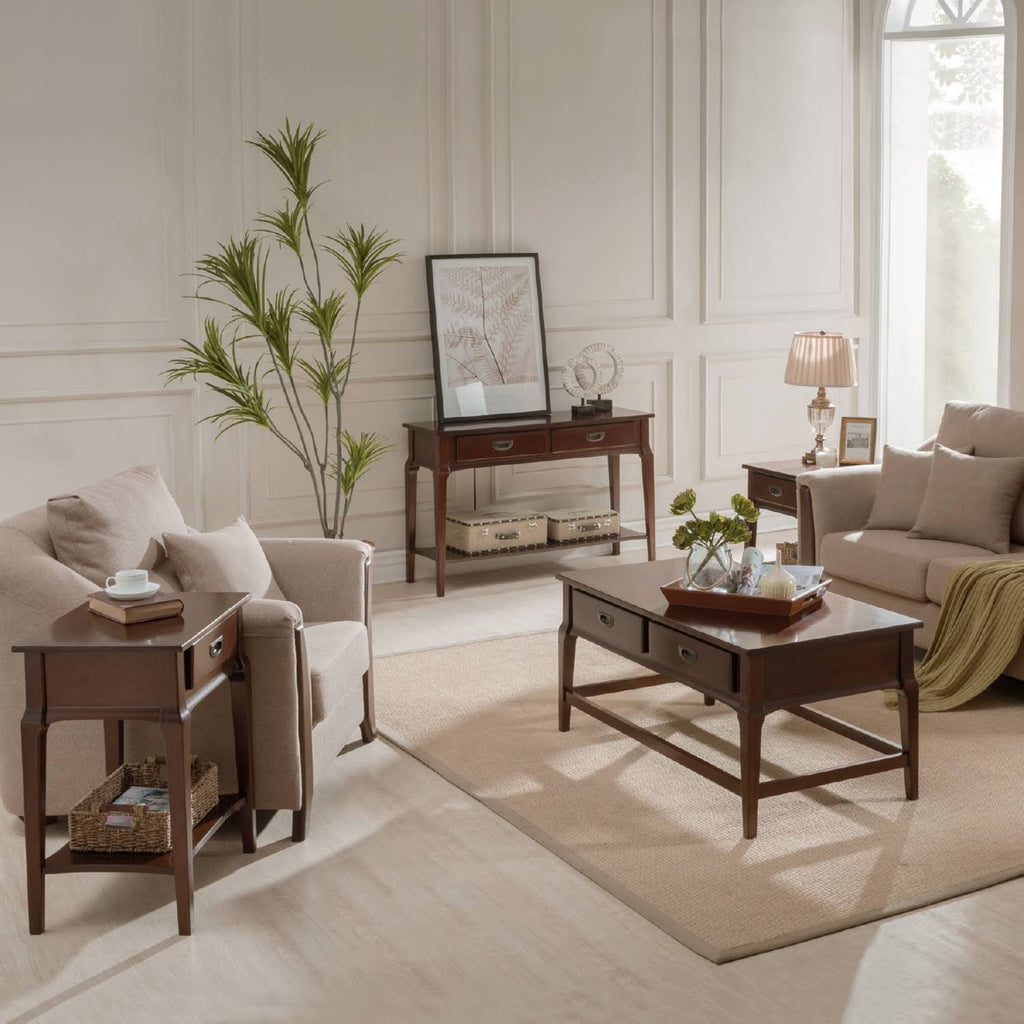 Leick Home Stratus Narrow Chairside Table, Heartwood Cherry