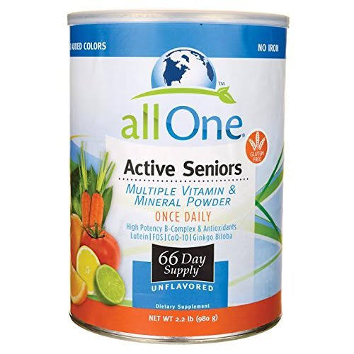 All One Active Seniors Multiple Vitamin Mineral Powder 66 Day Supply - 2.2 lb tin