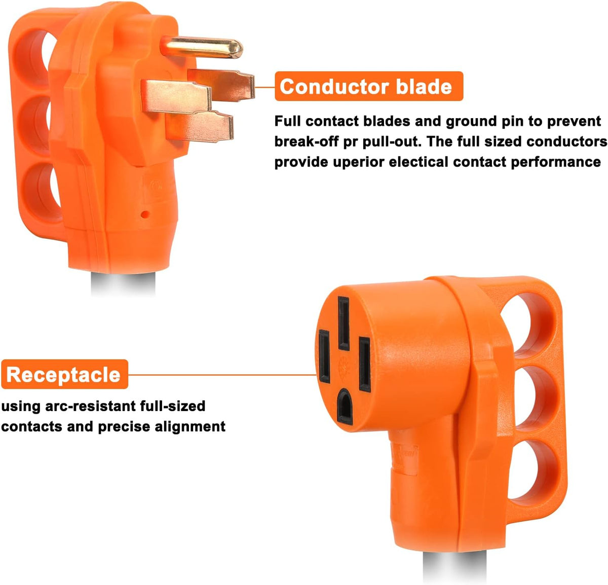 OPL5 50 Amp 25 Feet RV Power Extension Cord, Heavy Duty 14-50P to 14-50R Plug Receptacle Connector with Grip Handle 6AWG3C+8AWG1C, ETL Listed for RV Camper (50Amp to 50Amp 25FT)
