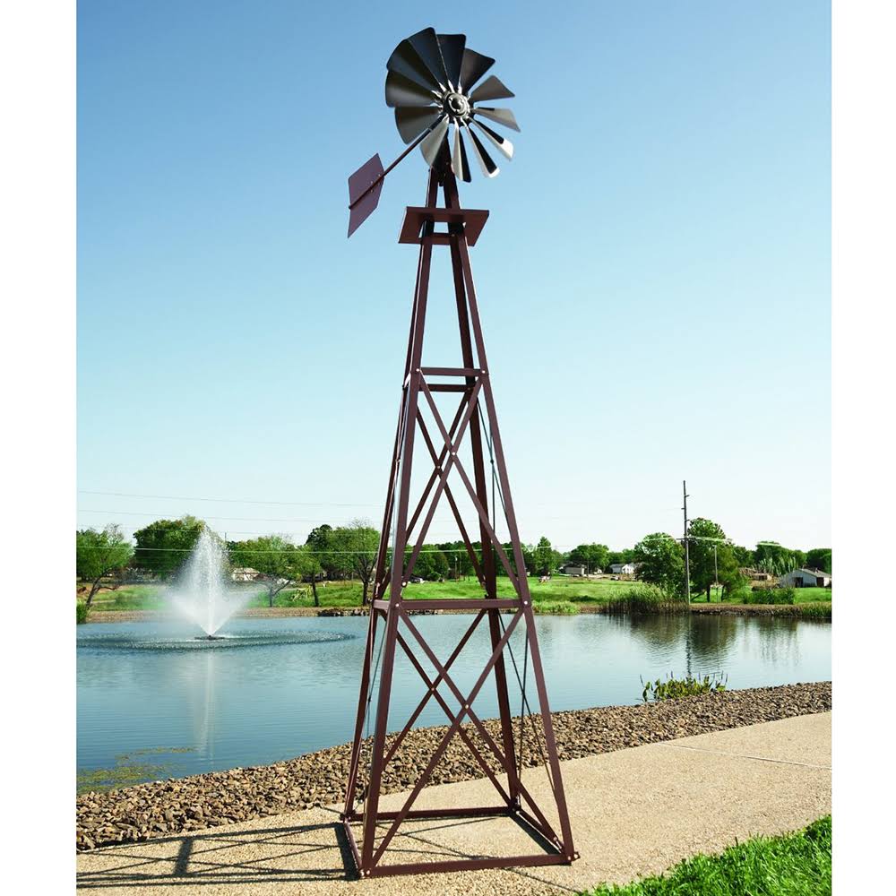 Outdoor Water Solutions 12-Foot Red and White Powder Coated Backyard Windmill