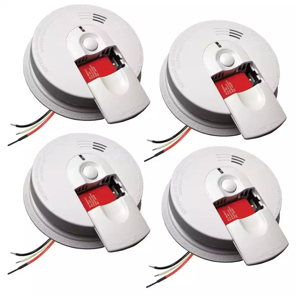 Kidde i4618 4-Pack Hardwired Smoke Alarm with Ionization Sensor, 120V AC, 9V Battery Backup