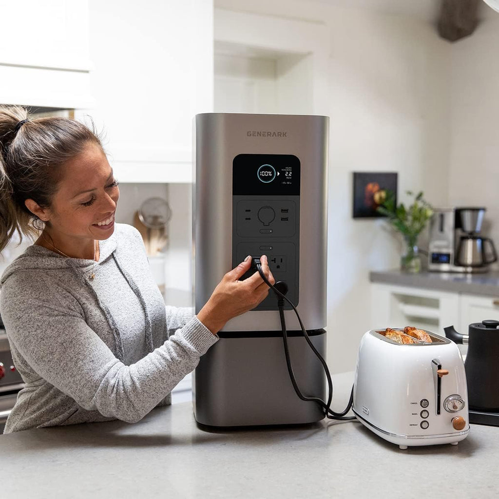 Generark Solar Generator for Homes & RVs: Three (3) HomePower 2 PLUS Backup Battery Power Stations & Eight (8) All-Weather Portable Solar Panels. 2200W - 4400W at 110V, 2060Wh. Up to 7 Days of Emergency and Reliable Power. 12 AC Power Outlets. 12 USB