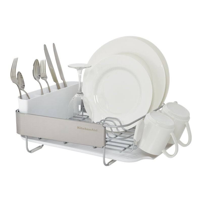 KitchenAid Compact Stainless Steel Dish Rack, 16.06-Inch, Black