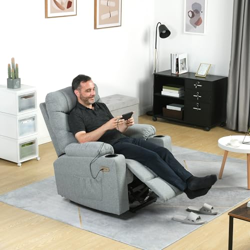 YITAHOME Power Lift Recliner Chair, Modern Fabric Recliner Chair with Massage and Heat, Spacious Seat, USB Ports, Cup Holders, Remote Control, Suitable for Living Room Dark Grey2