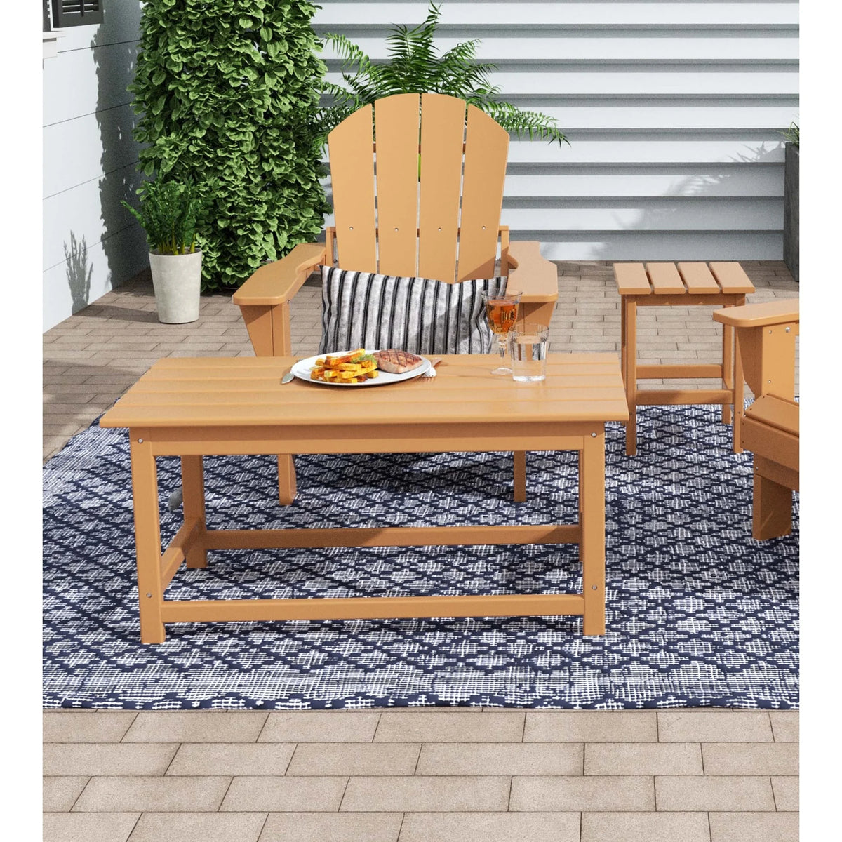 Polytrends Laguna All Weather Poly Outdoor Coffee Table - Rectangle Teak