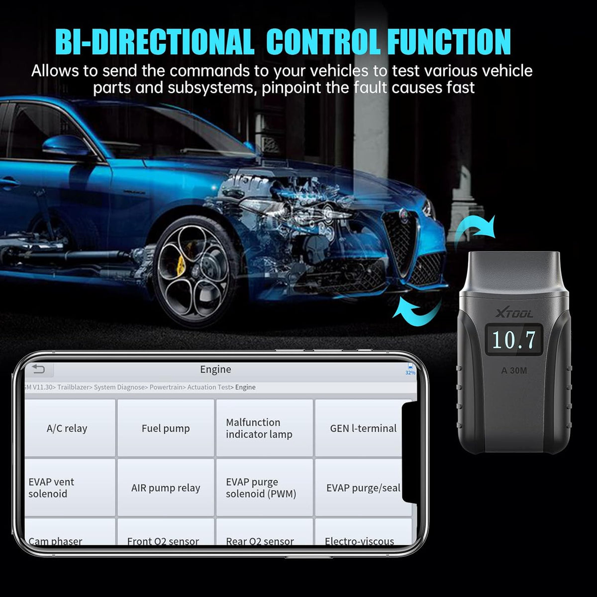XTOOL Anyscan A30M Wireless OBD2 Scanner for Android & iOS(2022 Newest), Bi-Directional Scan Tool with All Systems Diagnostics, 21 Services, ABS Bleeding, Injector Coding, Upgrade Ver. of A30, A30D