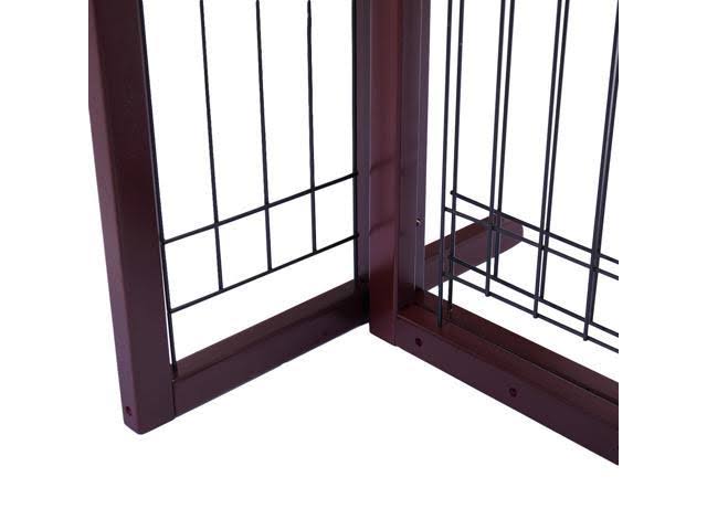 samnewrate Pet Fence Gate Free Standing Adjustable Dog Gate Solid Wood Construction Indoor