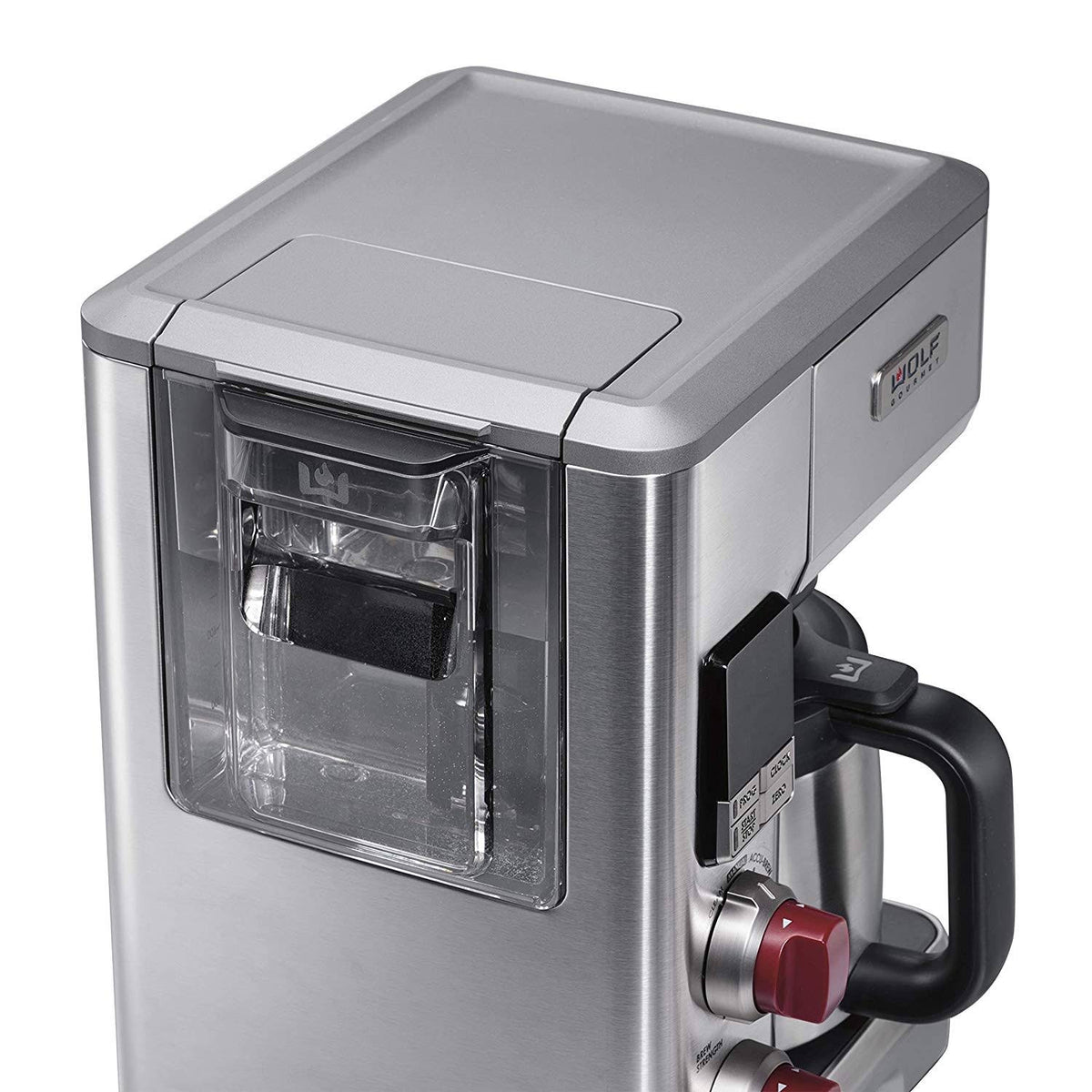 Wolf Gourmet - 10-Cup Coffee Maker with Water Filtration - Stainless Steel/Red Knob