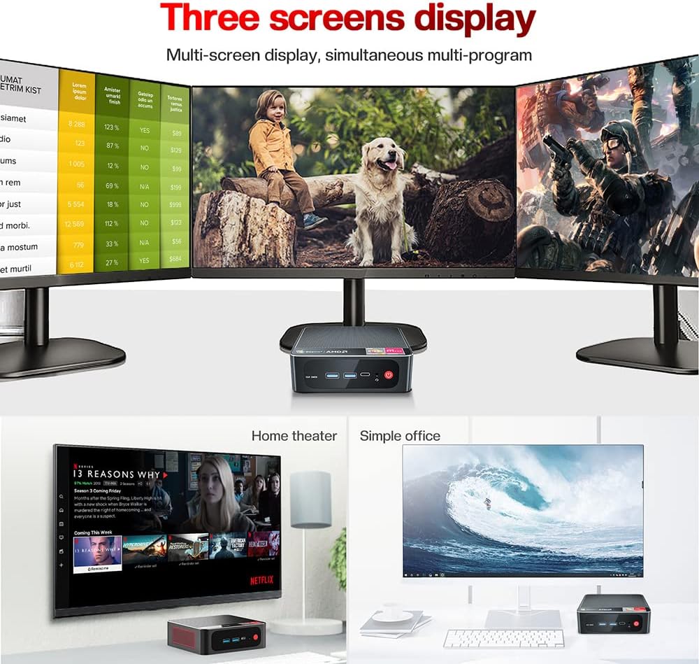 Beelink SER4 Ryzen Mini PC Windows 11 AMD Ryzen 7 4800U(7nm, 8C/16T)up to 4.2GHz, 32GB DDR4 RAM 512GB NVME SSD, 4K@60Hz Triple Display Dual HDMI+Type-C, Support 57W Mini Gaming Computer WiFi 6E BT5.0