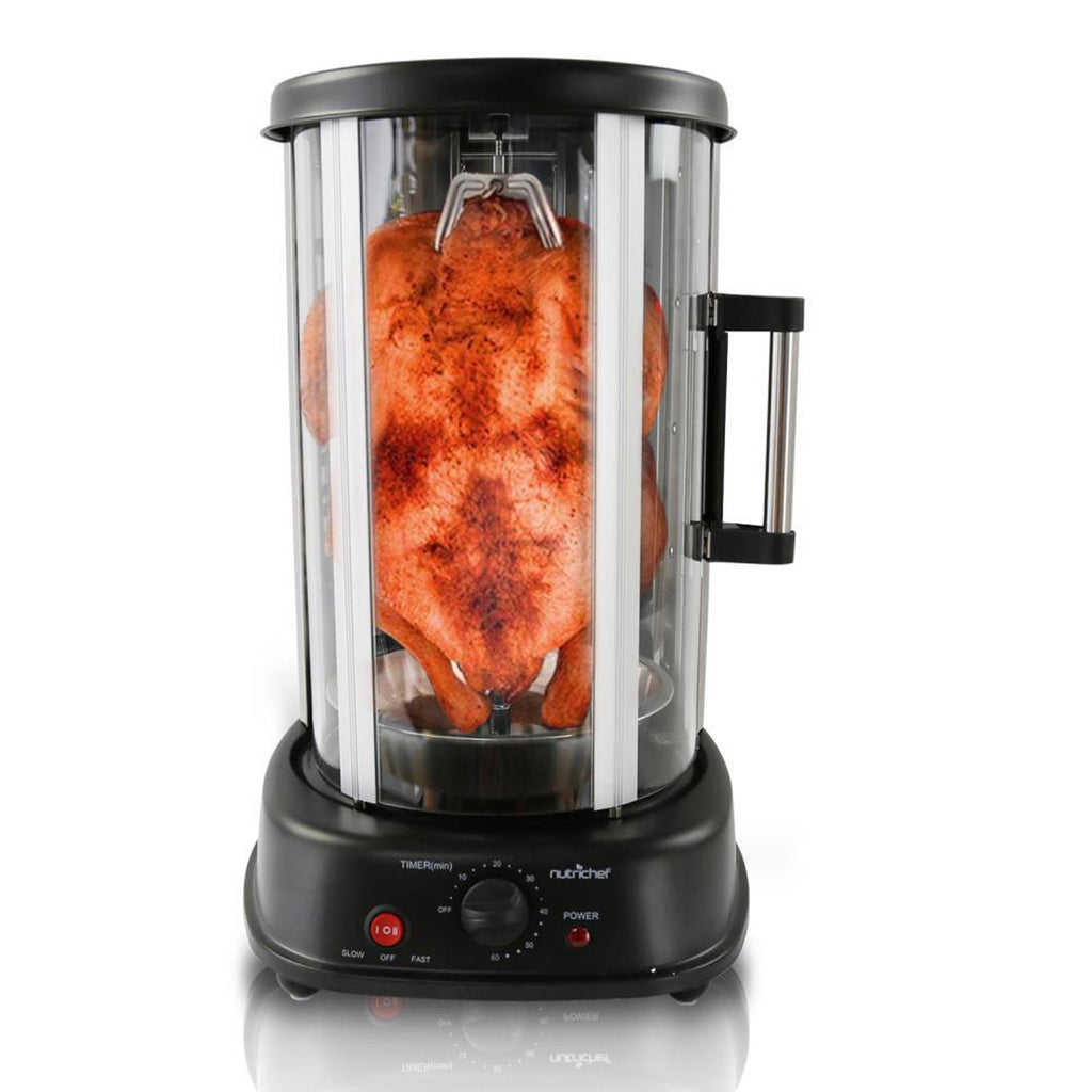 Nutrichef Vertical Rotisserie Oven - Rotating Kebob Cooker, Black