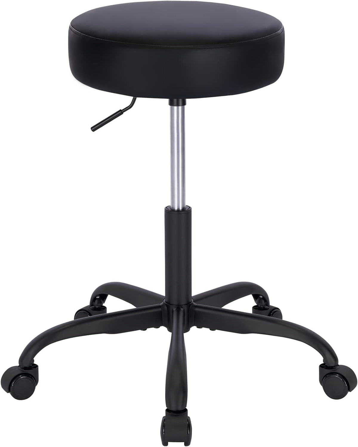 SUPERJARE Drafting Chair with Back, Adjustable Foot Rest Rolling Stool, Multi-Purpose Office Desk Chair, Thick Seat Cushion for Home Bar Kitchen Shop - Black