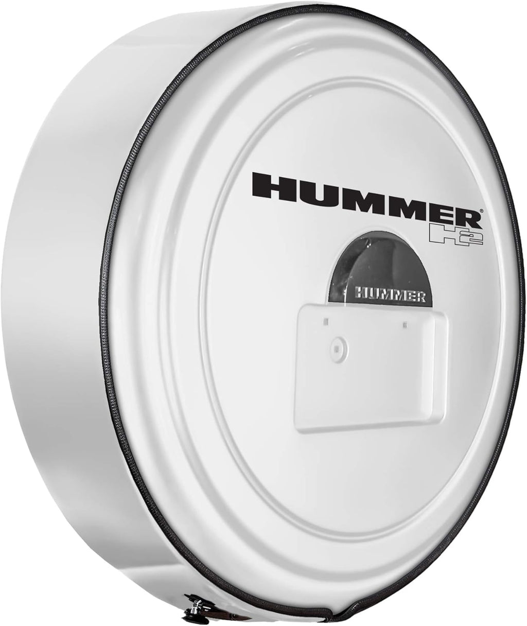 Boomerang Hummer H2 (05-10) - Color Matched MasterSeries Hard Tire Cover - (Color Matched Plastic Face & Stainless Steel Ring) - Hummer H2 Logo - Pewter Metallic