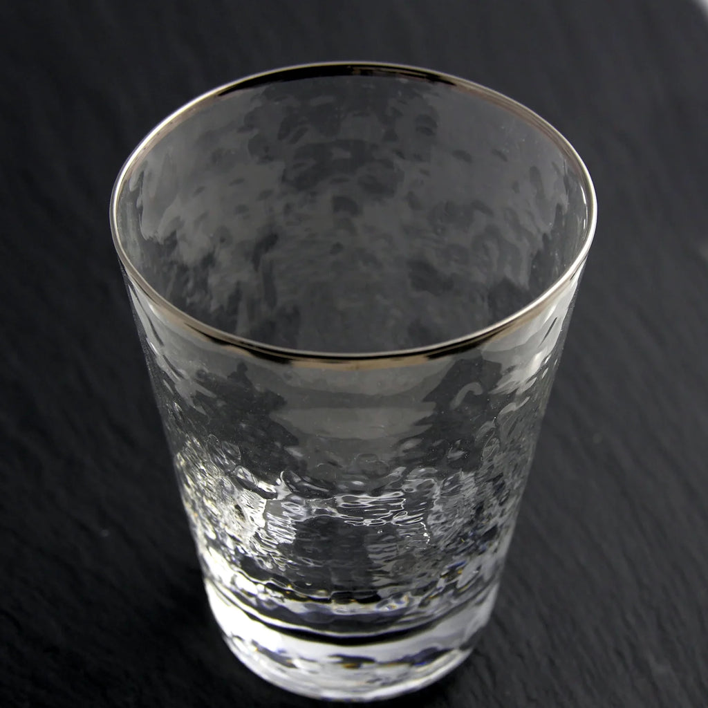 Split P Metallic Rim Double Old Fashioned Set - Silver