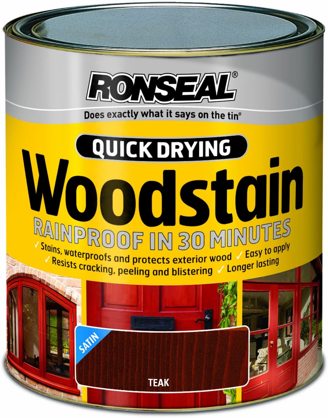 Ronseal QDWST250 250ml Woodstain Quick Dry Satin - Teak