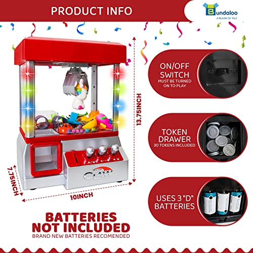 Bundaloo Claw Machine Arcade Game with Sound, Cool Fun Mini Candy Grabber Prize Dispenser Vending Toy for Kids, Boys & Girls (The Original Claw W/Lights)