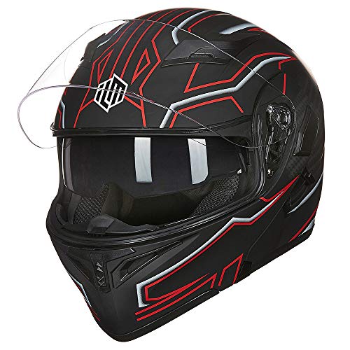 ILM Motorcycle Dual Visor Flip up Modular Full Face Helmet DOT 6 Colors Model 902