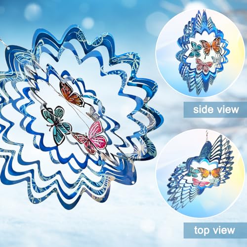Hummingbird Wind Spinner - Hummingbird Gift for Women Men, Metal Wind Spinners for Outdoor & Indoor Decoration 12in 3D Hanging Bird Wind Catcher Unique Garden Decor Kinetic Yard Art Ornament