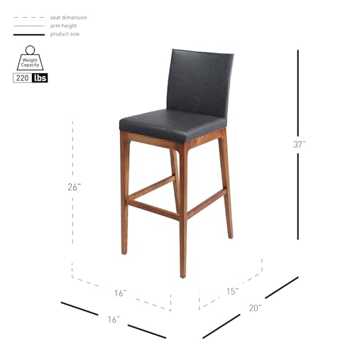 New Pacific Direct Devon PU Leather Counter stool,Walnut Brown Legs,Antique Gray,Set of 2