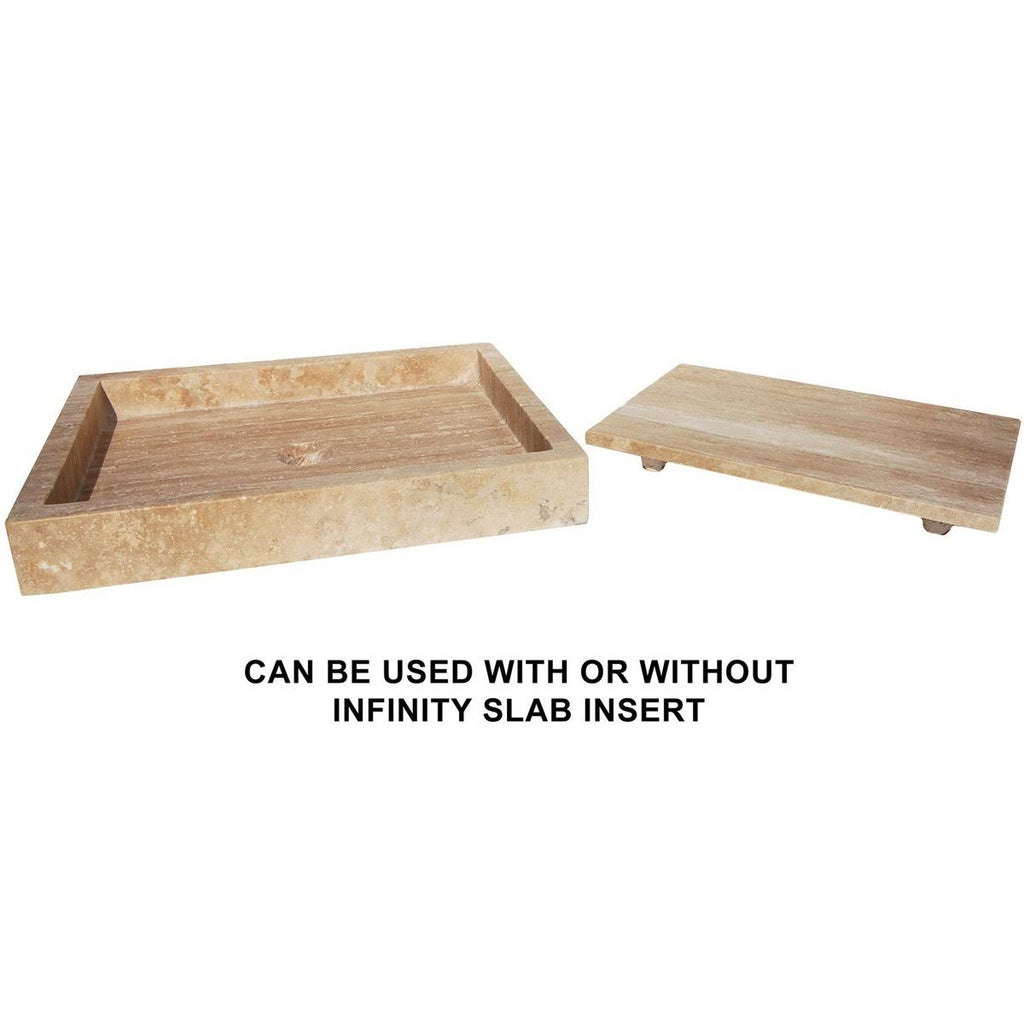 Eden Bath Rectangular Infinity Pool Sink - Honed Beige Travertine