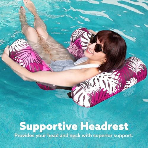 Sloosh Pool Floats Chairs Adult,Inflatable Pool Lounge,Plant Pattern Floating Mat Hammock,Blow up Water Chairs Noodles rafts for Party Summer Water Beach Fun