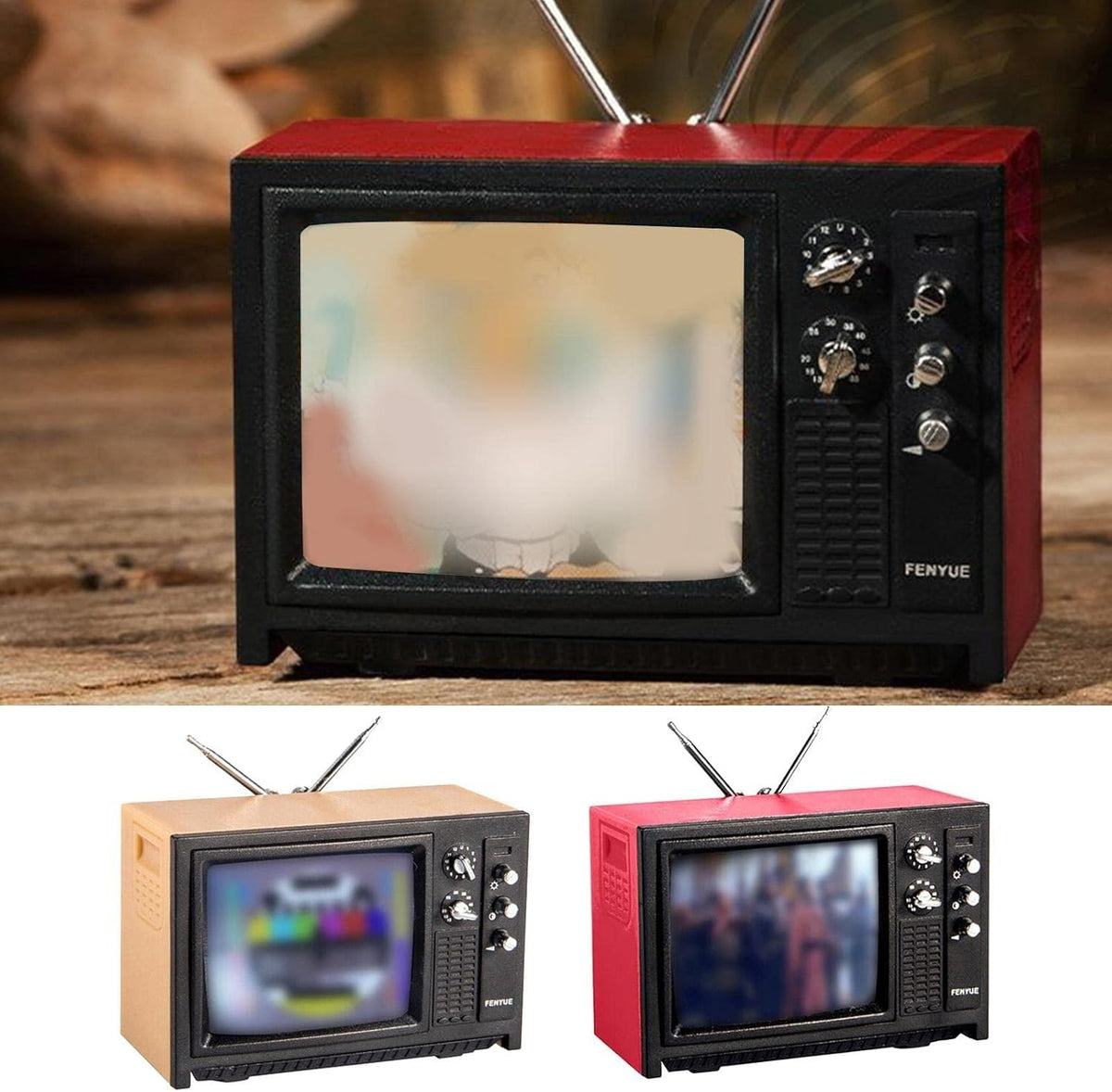 1:12 Doll House Vintage Old Style Miniature Television TV with Picture Doll House Room Decor Model Bedroom Toy Furniture Living Miniture Toy