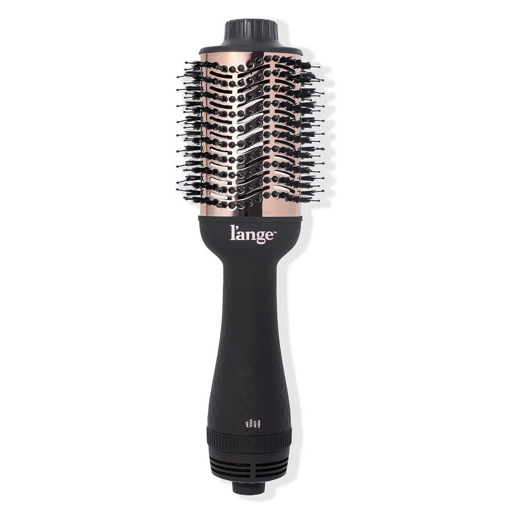 L'ANGE HAIR Le Volume 2-in-1 Titanium Brush Dryer Black | 75MM Hot Air Blow Dryer Brush in One with Oval Barrel | Hair Styler for Smooth, Frizz-Free Results for All Hair Types