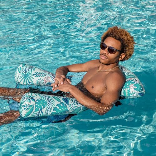 Sloosh Pool Floats Chairs Adult,Inflatable Pool Lounge,Plant Pattern Floating Mat Hammock,Blow up Water Chairs Noodles rafts for Party Summer Water Beach Fun