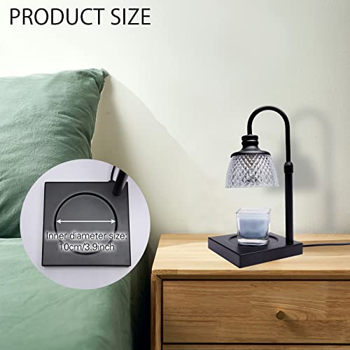 Candle Warmer Lamp, Auto Shut Off with Timer Control, Brightness Heat Level Control with Dimmable Switch, Height Adjustable Top-Down Candle Melting with 2 Bulbs(Black)
