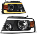 AUTOSAVER88 Switchback LED Tube Headlights Assembly Compatible with 2004 2005 2006 2007 2008 Ford F150 F-150 DRL Headlamp Replacement Pair with Amber Reflector