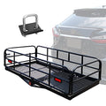 500 Lbs Heavy Duty Hitch Mount Cargo Carrier 60 x 24 x 14.4 Folding Cargo Rack Rear Luggage Basket Fits 2 Receiver for Car SUV Camping Traveling