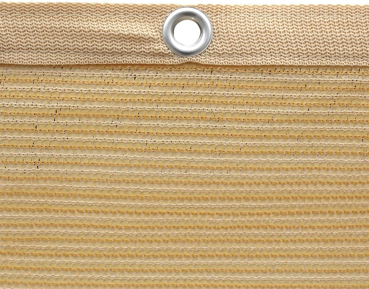 Shatex 90% Shade Fabric Sun Shade Cloth Taped Edge with Grommets Sun-Block Mesh Shade for Pergola Cover Canopy 12?? x 20??, Wheat, 12 Bungee Balls