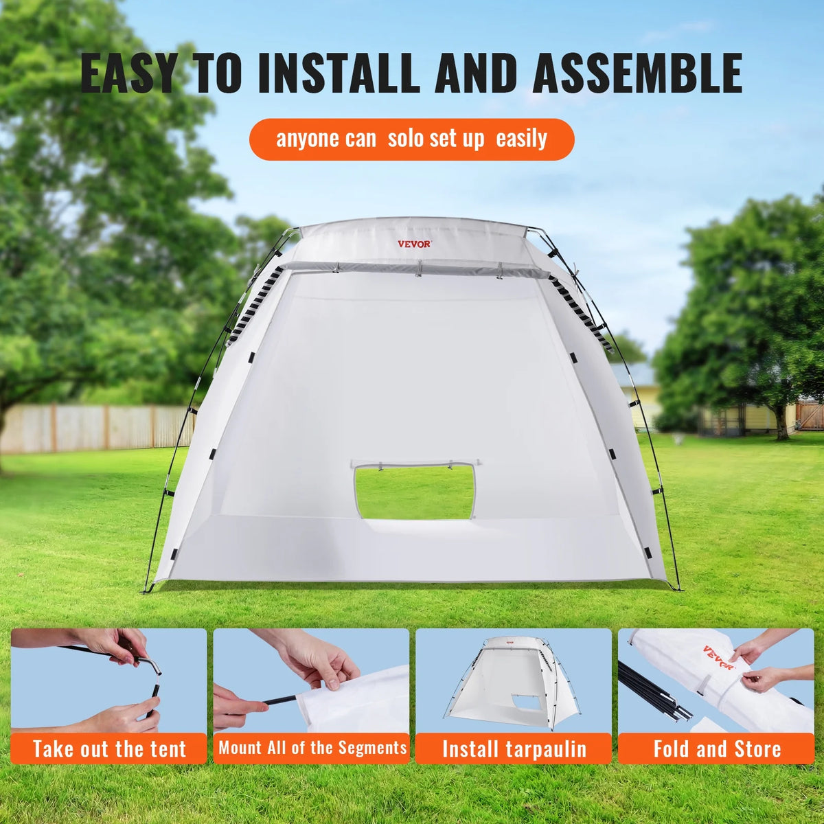 SKYSHALO Portable Paint Booth, Larger Spray Paint Tent with Built-in Floor & Mesh Screen, 7.5x5.2x5.2ft Spray Paint Shelter, Painting Tent Station for Furniture DIY Hobby Tool