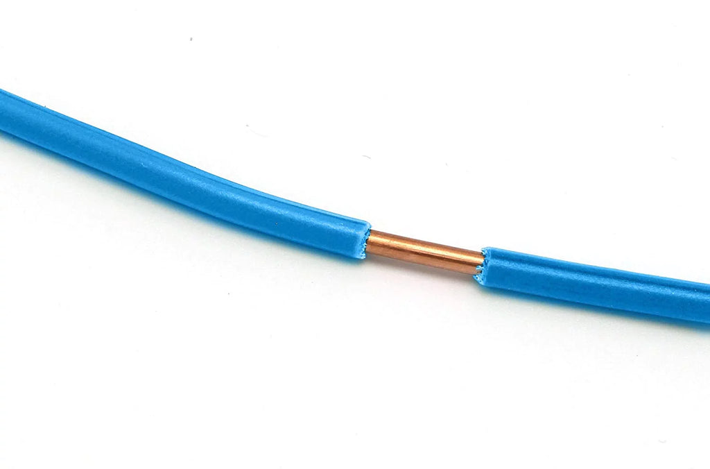 50 Feet (15 Meter) - Insulated Solid Copper THHN / THWN Wire - 12 AWG, Wire is Made in the USA, Residential, Commerical, Industrial, Grounding, Electrical rated for 600 Volts - In Blue