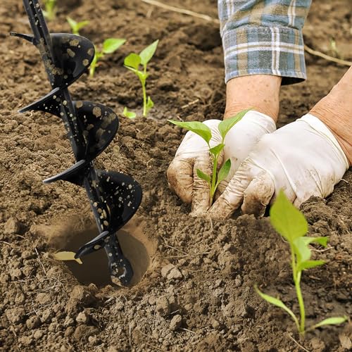 Auger Drill Bit for Planting 2 x 14.5 Inch, Garden Auger Spiral Drill Bit for 3/8 Hex Drive Drill, Earth Post Hole Digger Bulb Planter Plant Flower Planting Auger for Drill Rapid Bedding Digging