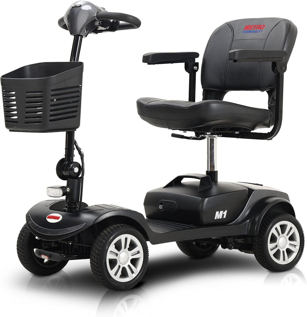 Electric Mobility Scooter for Adults and Seniors 4 Wheel Powered Mobility Scooters for Travel, Elderly - Long Range Power Extended Battery with Charger and Basket Included