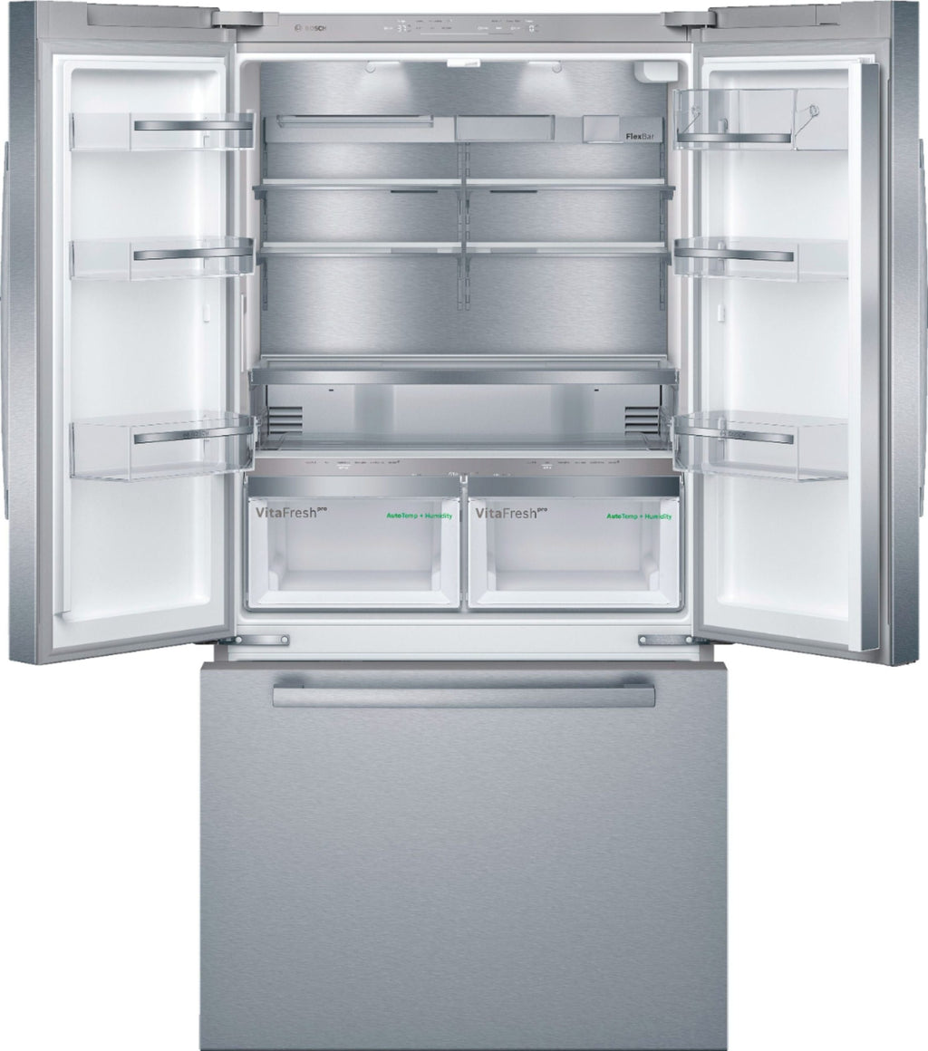Bosch - 800 Series 21 Cu. Ft. French Door Counter-Depth Smart Refrigerator - Stainless steel