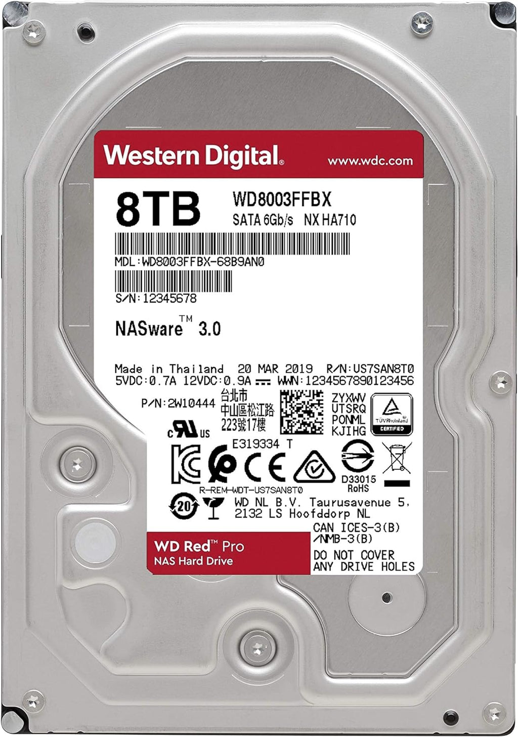 Western Digital 4TB WD Red Pro NAS Internal Hard Drive HDD - 7200 RPM, SATA 6 Gb/s, CMR, 256 MB Cache, 3.5 - WD4003FFBX