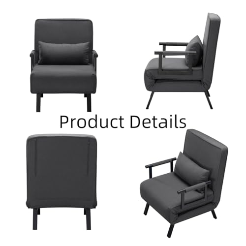 3 in 1 Sleeper Sofa Bed, Futon Sofa Bed for Living Room with Side Pocket, Black Sleepers Sofa Couch with Pullout Bed, Convertible Love Seat Sleepers Bed for Living Room, Bedroom, Small Space