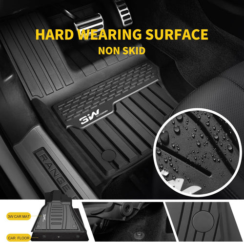 3W?Floor?Mats?Compatible for Range Rover Velar 2017-2022 TPE?All?Weather?Custom?Fit?Floor?Liner?for Range Rover Velar1st?and?2nd?Row?Full?Set Car?Liners Black