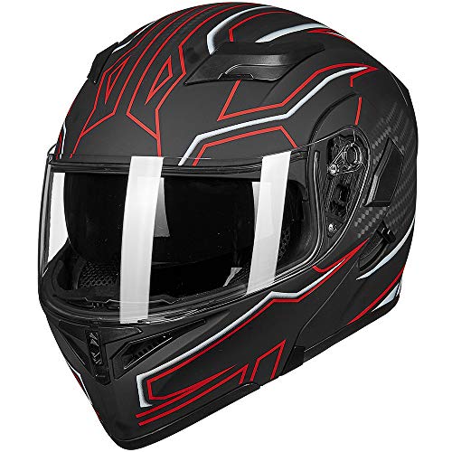 ILM Motorcycle Dual Visor Flip up Modular Full Face Helmet DOT 6 Colors Model 902