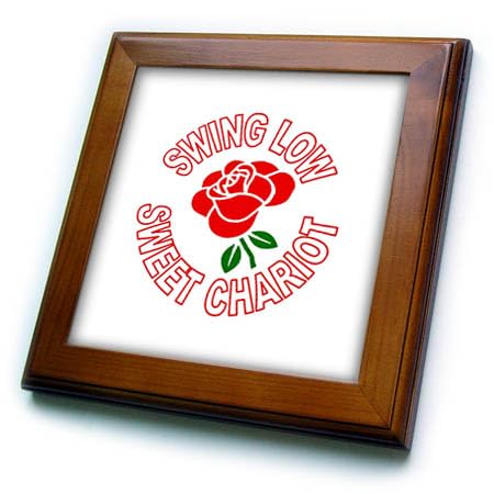 3dRose Single Red Rose and Sweet Chariot Anthem - Framed Tiles (ft-376705-1)
