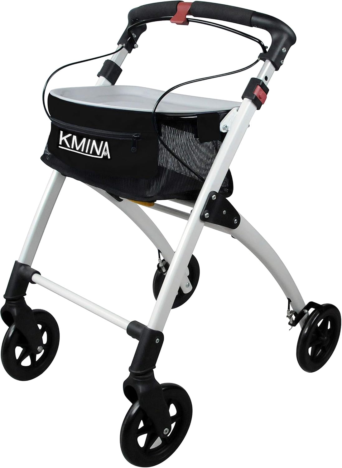 KMINA PRO - Lightweight Rollator Walker, Rollators for Seniors Lightweight, Walker Senior, Folding Rollator Walkers for Seniors, 4 Wheel Walker, Narrow Walkers for Seniors, Indoor Rollator, Black.