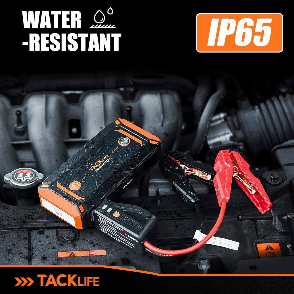 Tacklife T8 Pro 1200A Peak 18000mAh Water-Resistant Car Jump Starter with LCD Screen, Orange