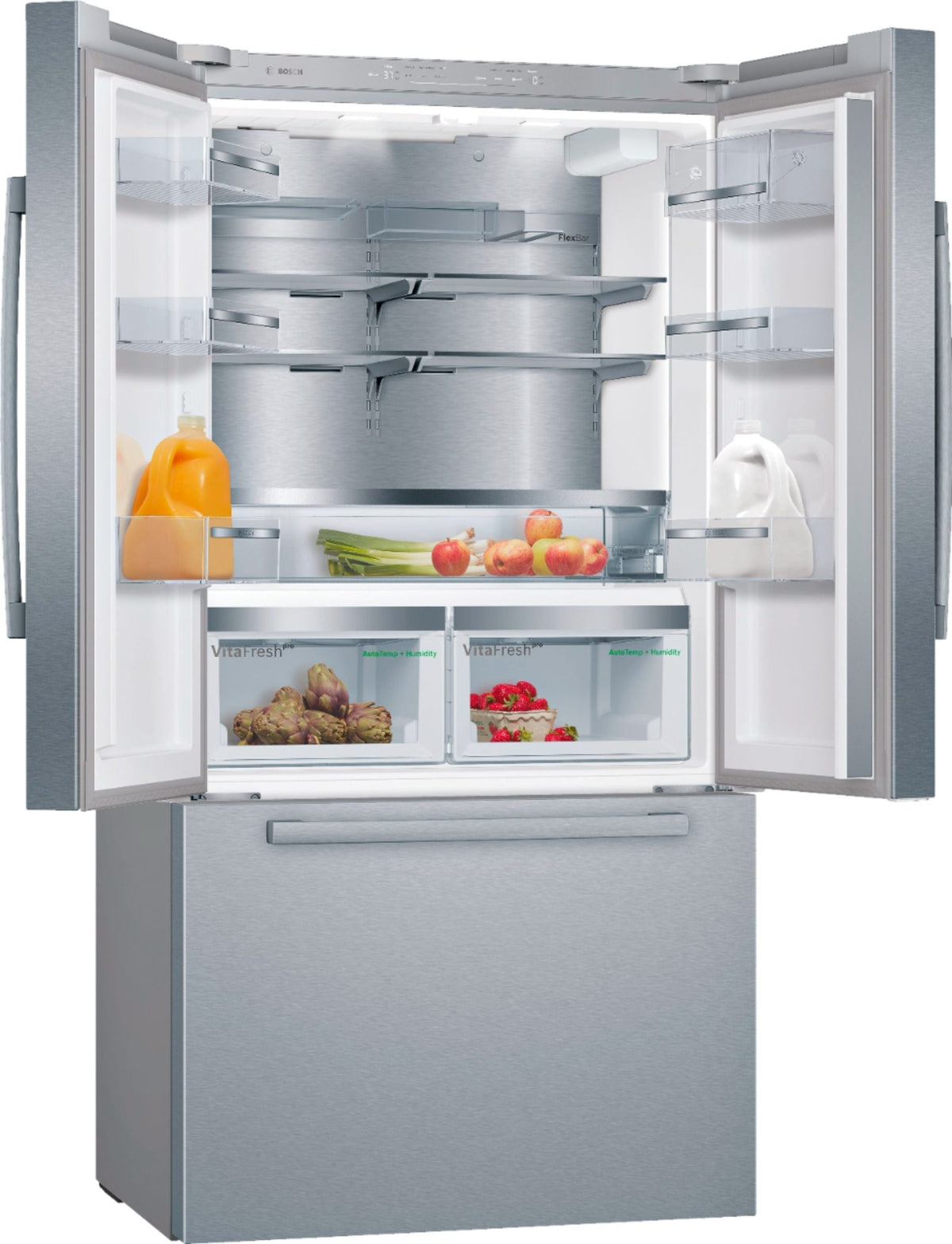 Bosch - 800 Series 21 Cu. Ft. French Door Counter-Depth Smart Refrigerator - Stainless steel