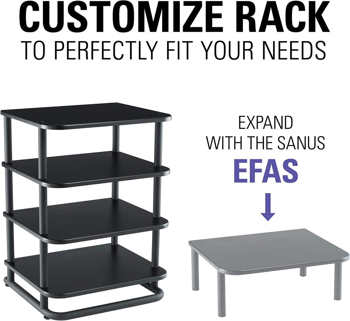 Sanus AV Media Stand with Built-in Cable Mangement & Adjustable Feet - Heavy Duty Design Holds 400lbs of Audio/Video Components - Features Simple 15-Minute Install & Includes All Hardware